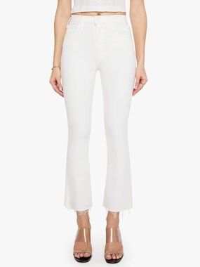 Mother The Hustler Ankle Fray Jeans in Fairest of Them All White NWT